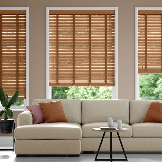 Metropolitan Honeyed Oak & Bronze Wooden Blind - 50mm Slat