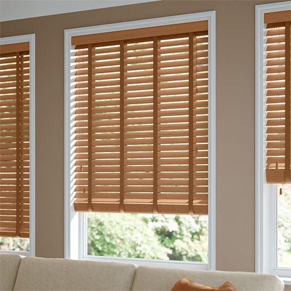 Metropolitan Honeyed Oak & Bronze Wooden Blind - 50mm Slat | Blinds Online™