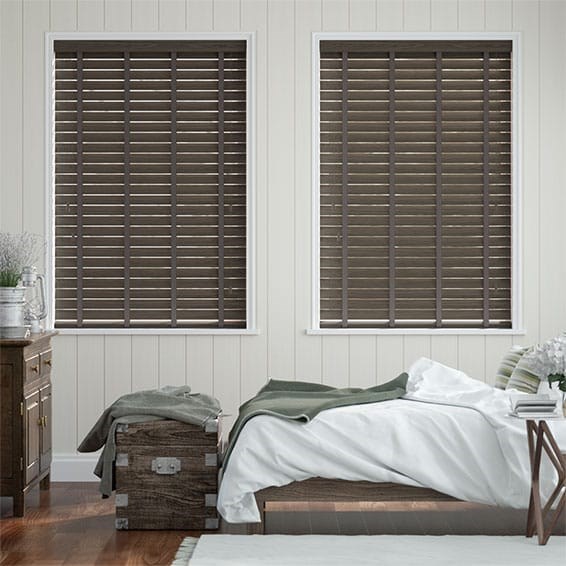 Metropolitan Jacobean & Dark Taupe Wooden Blind - 50mm Slat