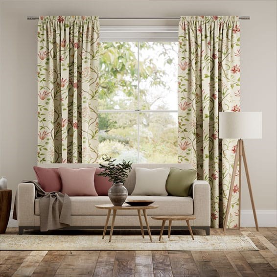 Orchid Trail Berry Lime Curtains