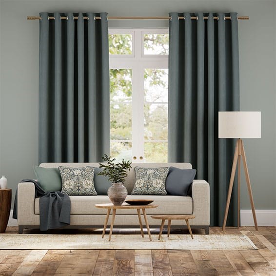 Paleo Linen Winter Blue Curtains