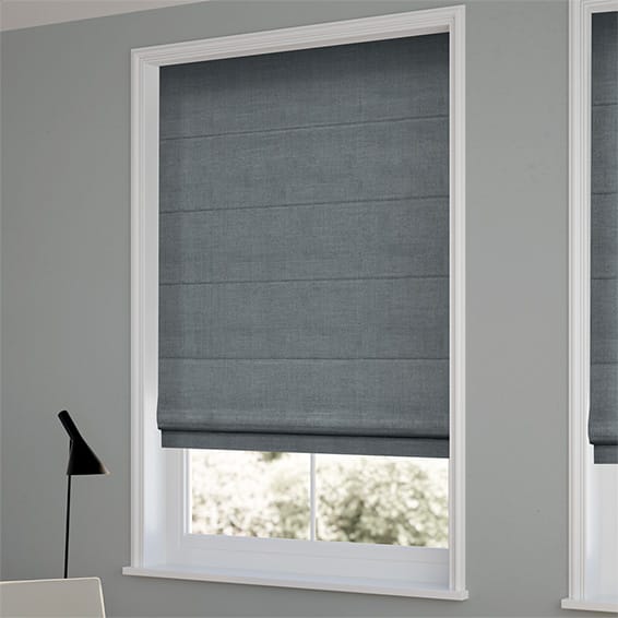 Paleo Linen Winter Blue Roman Blind | Blinds Online™