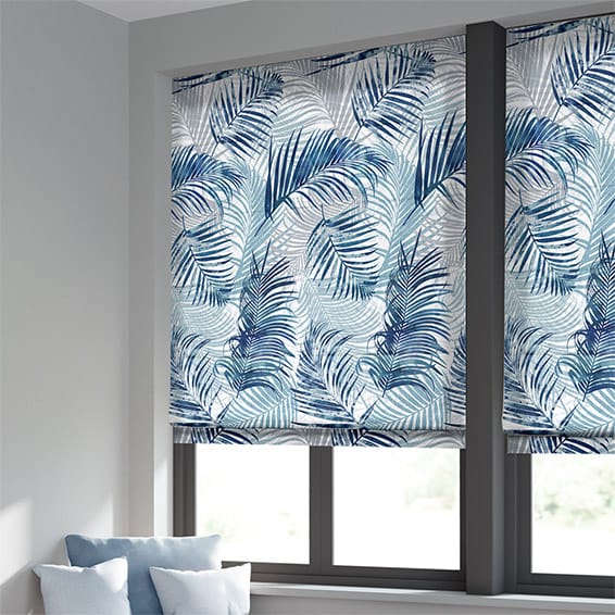 Palm Leaf Blue Roman Blind | Blinds Online™