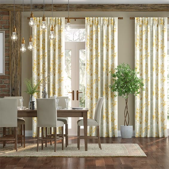 Renaissance Faux Silk Golden Curtains