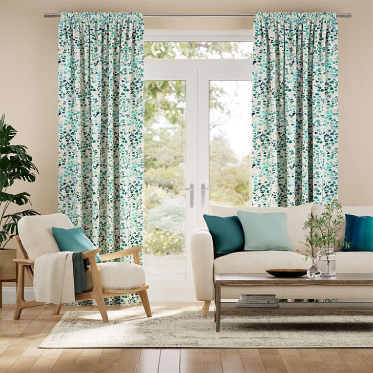 Rue Watercolour Teal Curtains thumbnail image