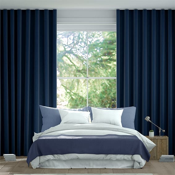 S-Fold Glory Linen Starry Blue Curtains