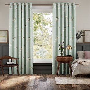 Sea Aves Soft Teal Curtains thumbnail image