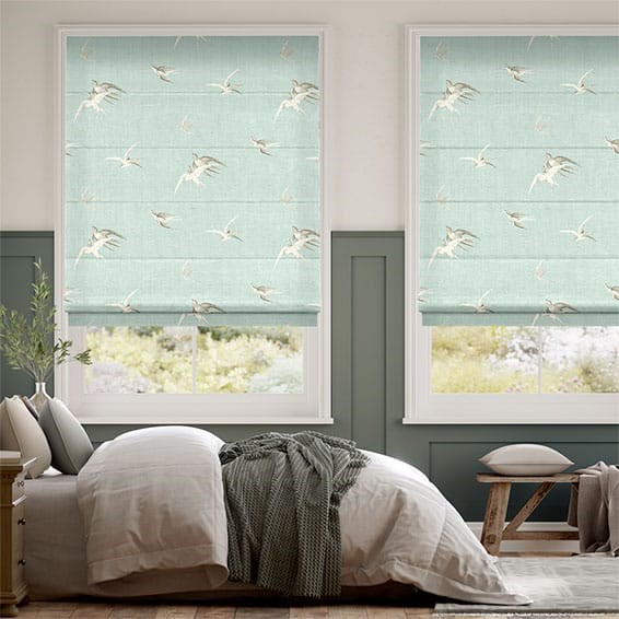 Sea Aves Soft Teal Roman Blind