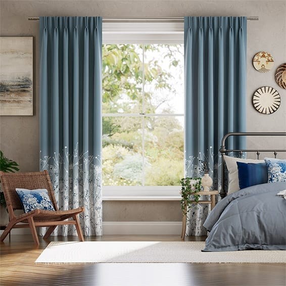 September Meadow Smoke Blue Curtains