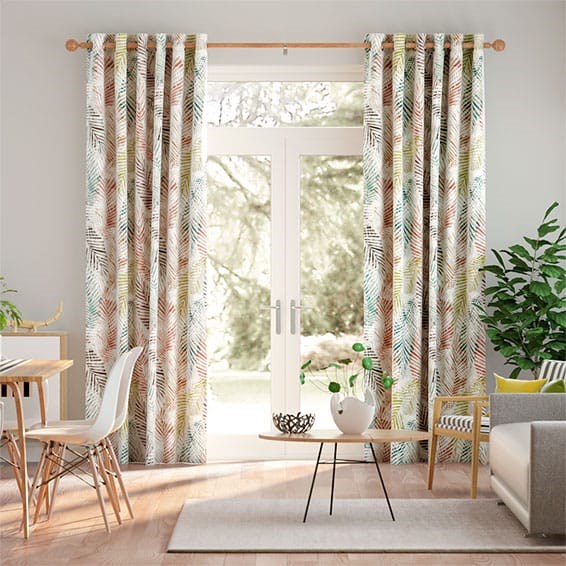 Shadow Leaf Linen Spice Curtains