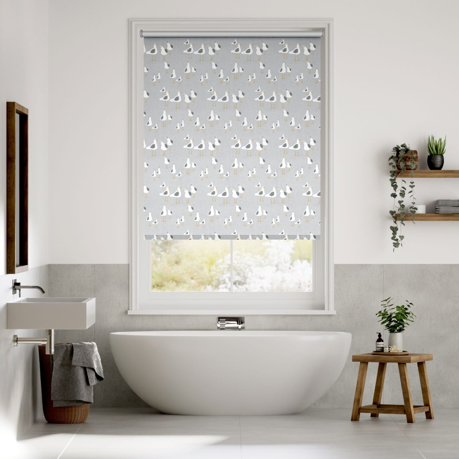 Splash Blockout Gulls Storm Grey Roller Blind