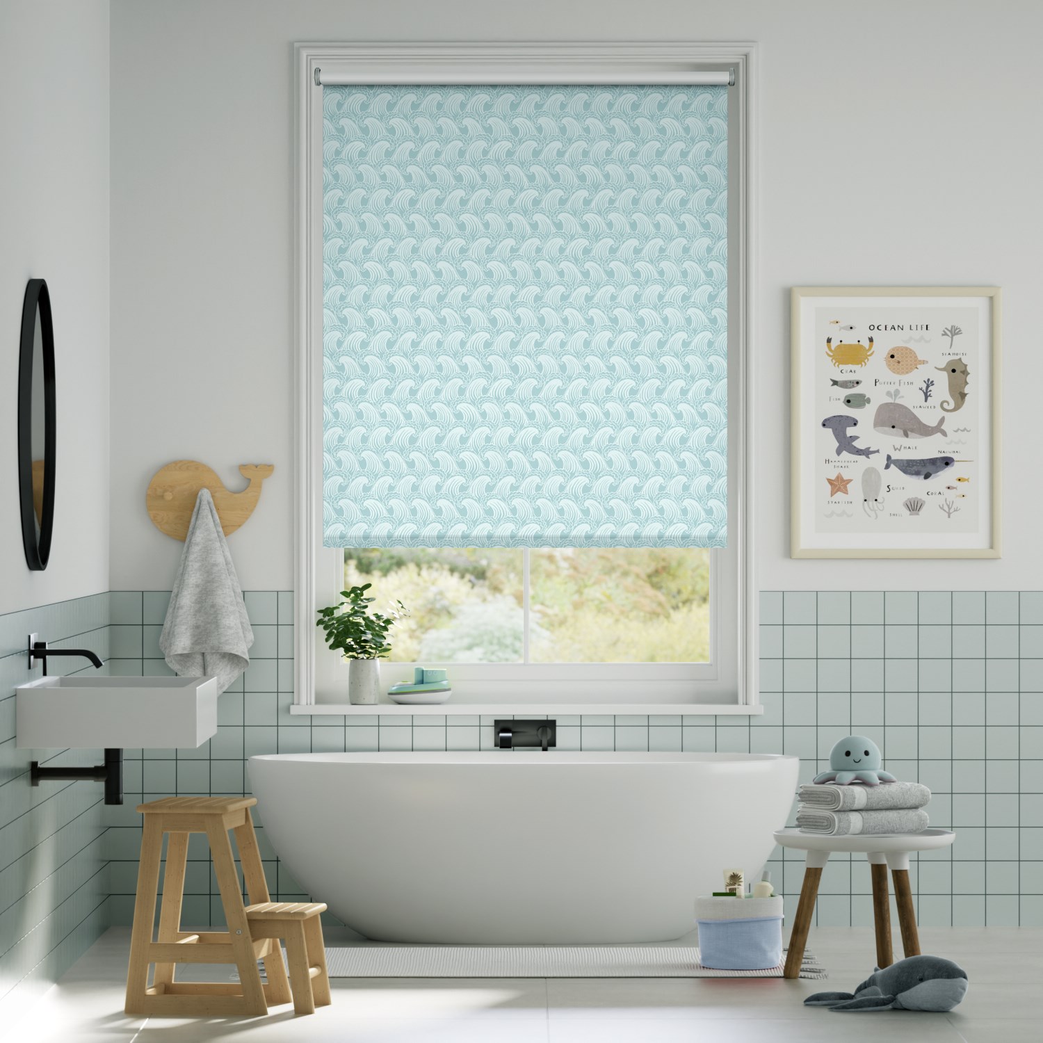 Splash Ride The Wave Aqua Roller Blind