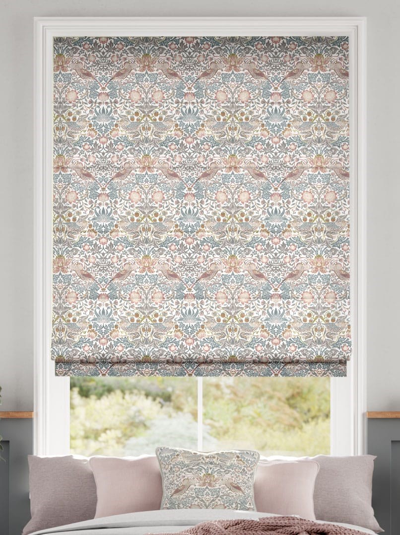 William Morris Strawberry Thief Rose Chalk Roman Blind thumbnail image