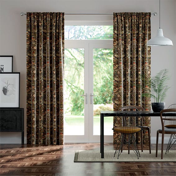 William Morris Strawberry Thief Velvet Chocolate Curtains | Blinds Online™