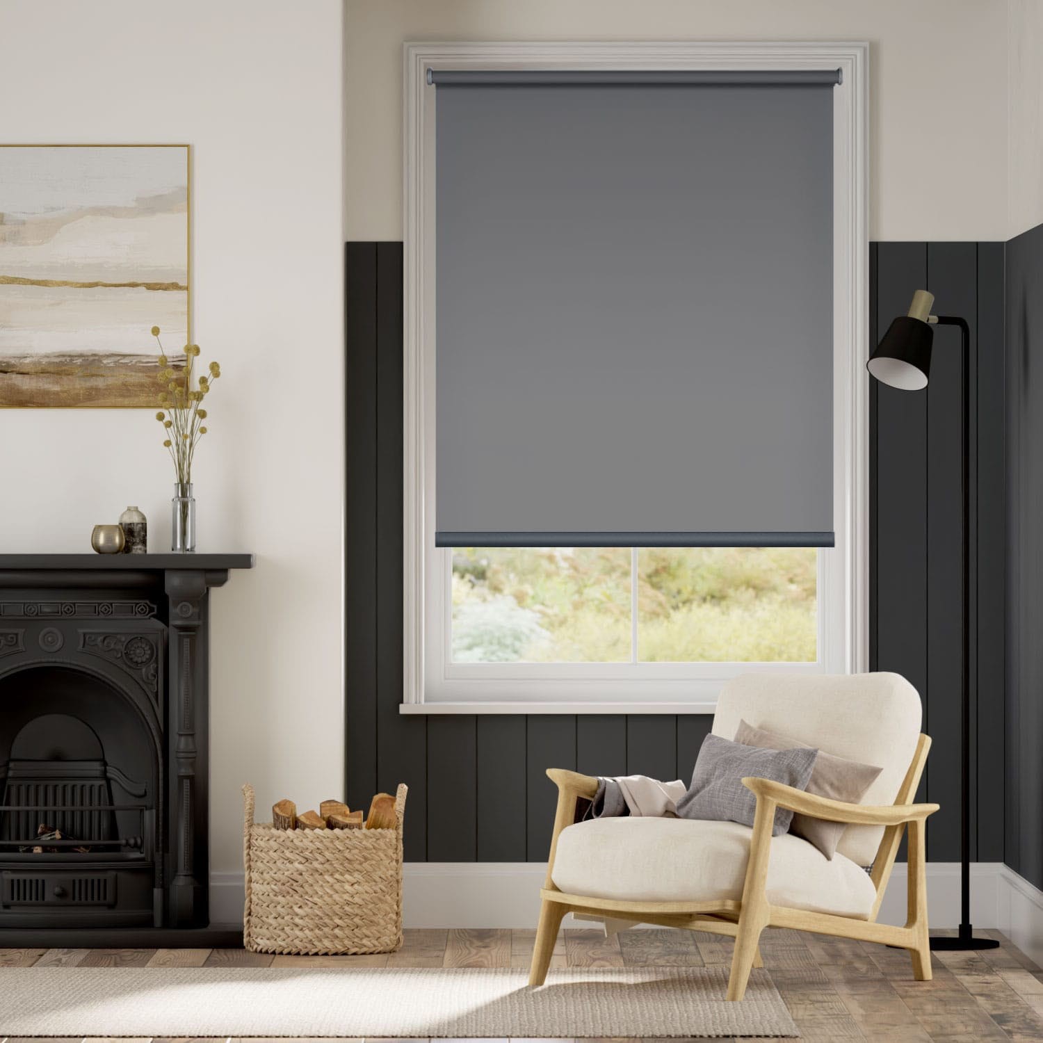 Electric Titan Harbour Grey Roller Blind