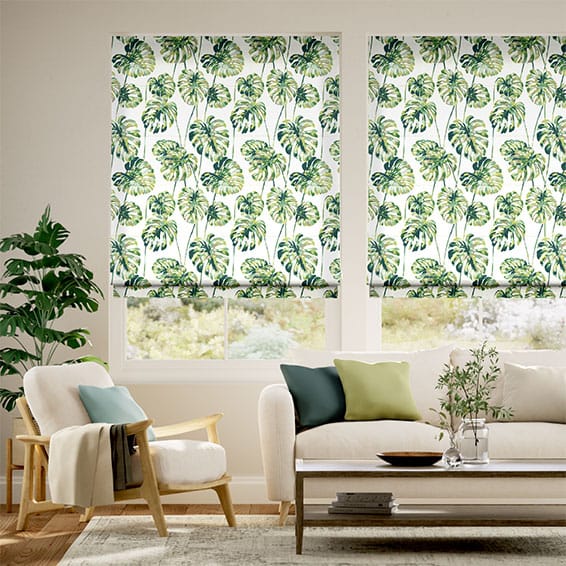 Tropical Leaves Palm Roman Blind