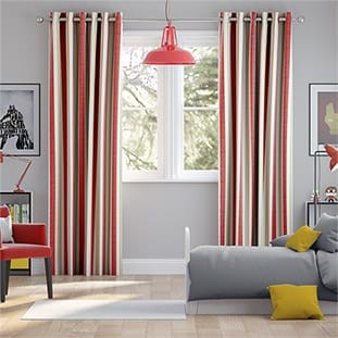 Truro Stripe Candy Red Curtains thumbnail image