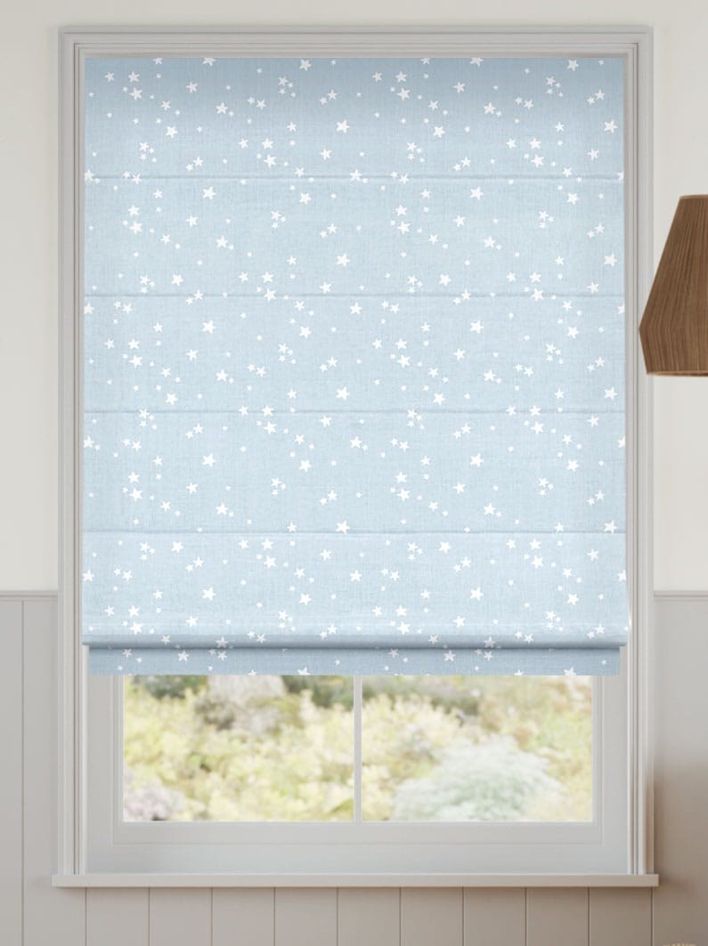 Twinkling Stars Baby Blue Roman Blind thumbnail image