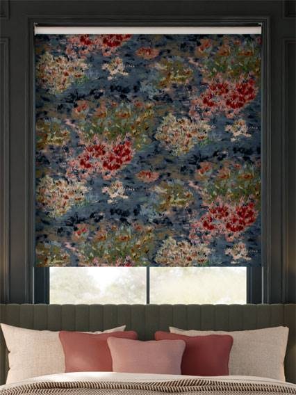 Twist2Fit Fiore Velvet Slate Blue Roller Blind thumbnail image