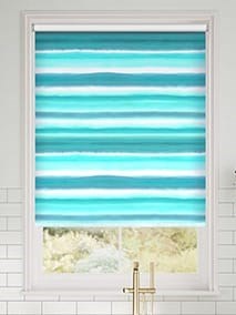 Watercolour Stripe Teal Roller Blind thumbnail image