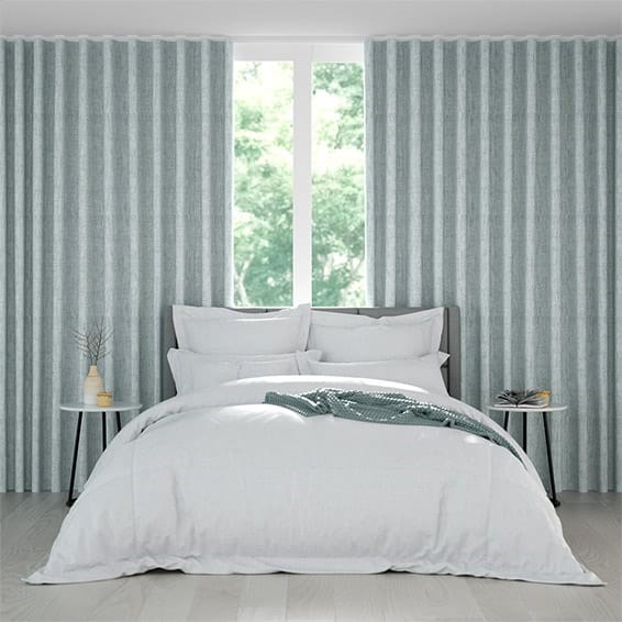 S-Fold Eternity Linen Blue Mist Curtains