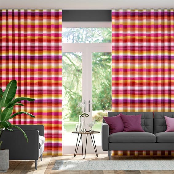 S-Fold Watercolour Stripe Sunset Curtains