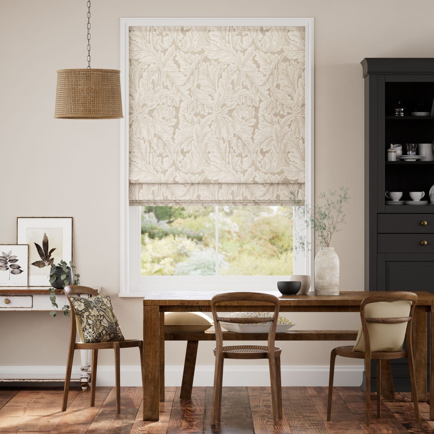 William Morris Acanthus Jacquard Soft Gold Roman Blind