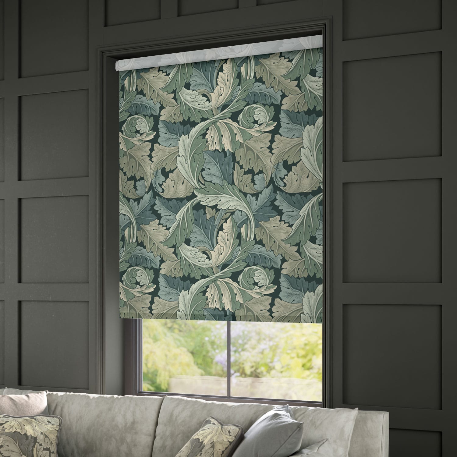 William Morris Acanthus Velvet Forest Roller Blind | Blinds Online™