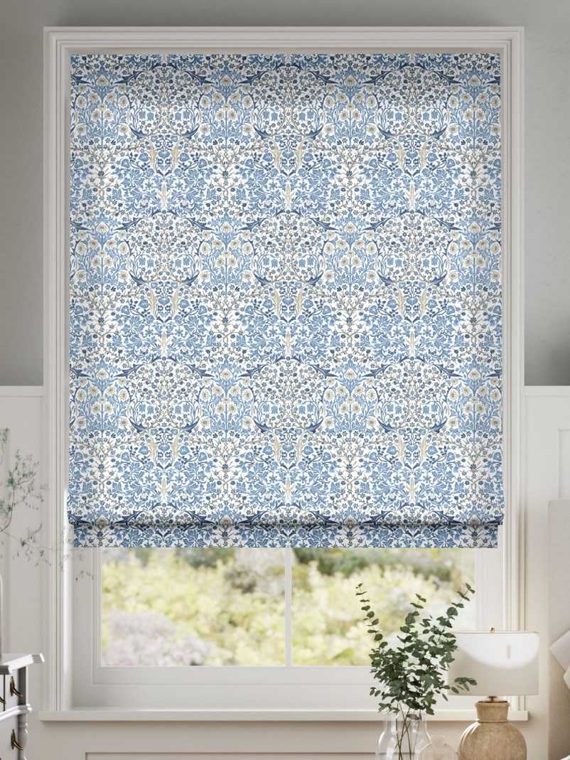 William Morris Blackthorn China Blue Roman Blind thumbnail image