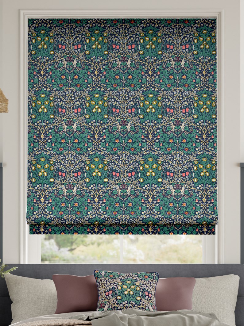 William Morris Blackthorn Indigo Roman Blind thumbnail image