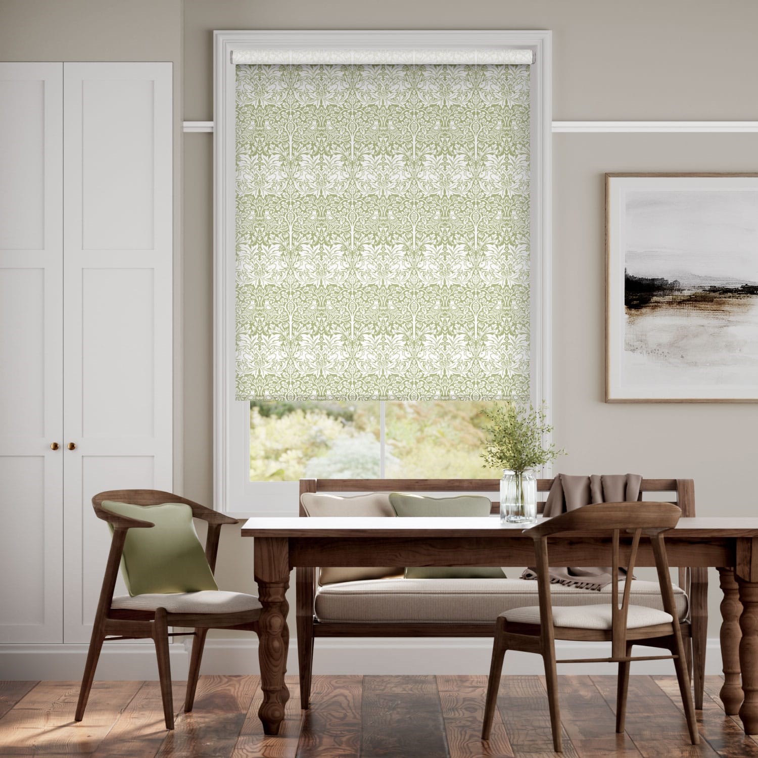 William Morris Brother Rabbit Aloe Roller Blind