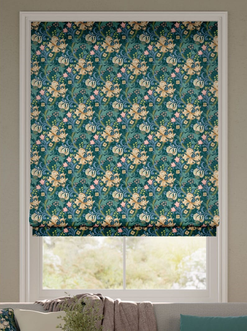 William Morris Golden Lily Evergreen Roman Blind thumbnail image