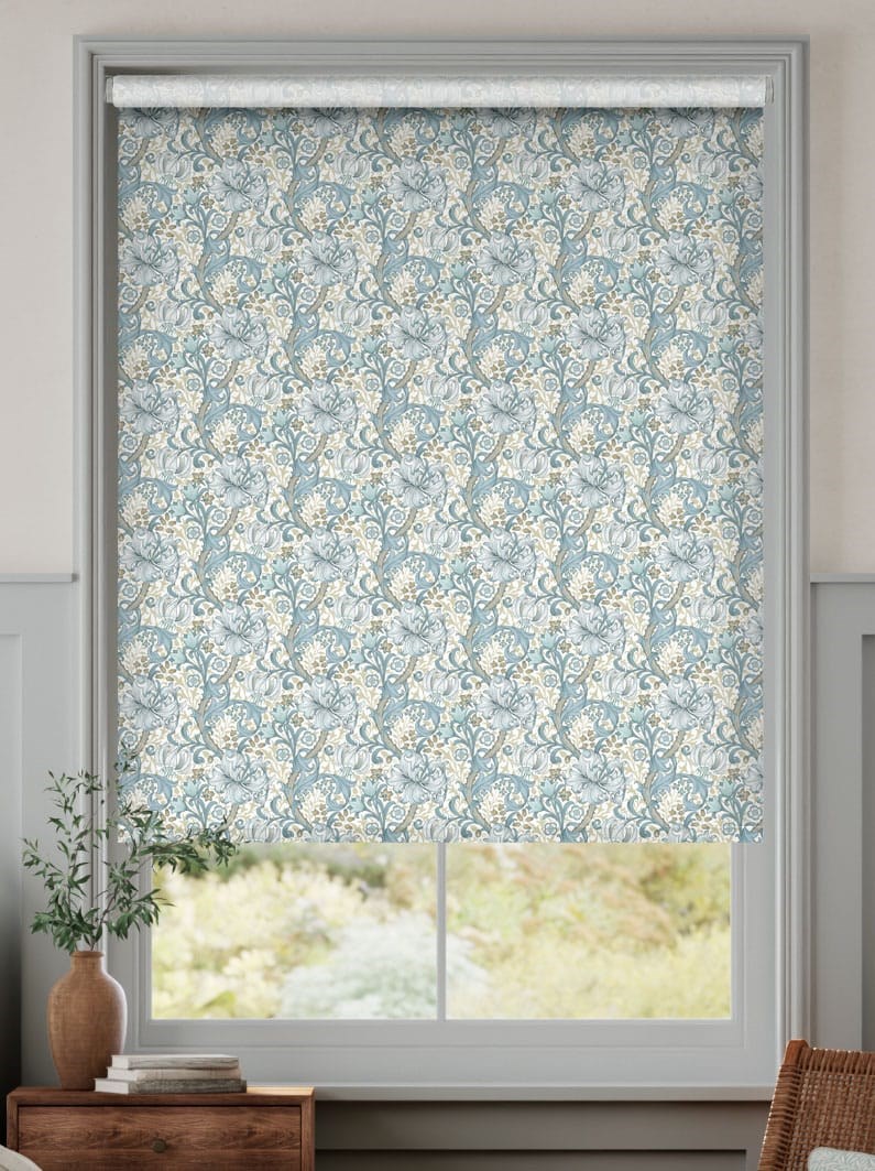 William Morris Golden Lily Power Blue Roller Blind thumbnail image