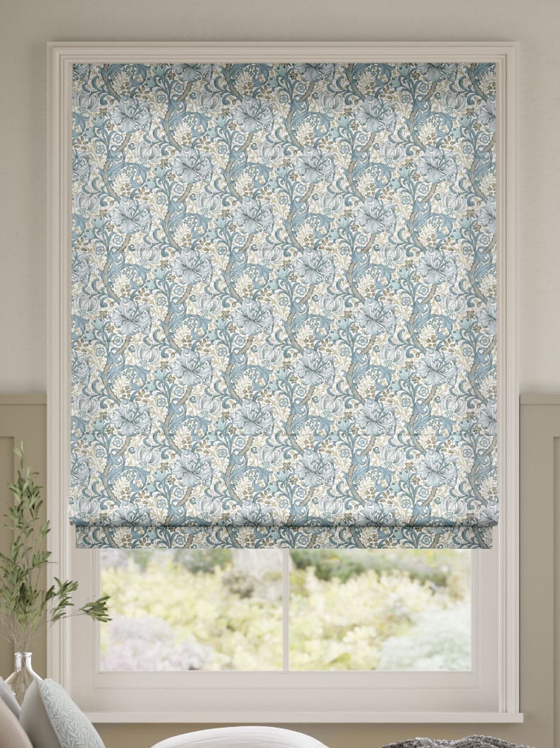 William Morris Golden Lily Power Blue Roman Blind thumbnail image