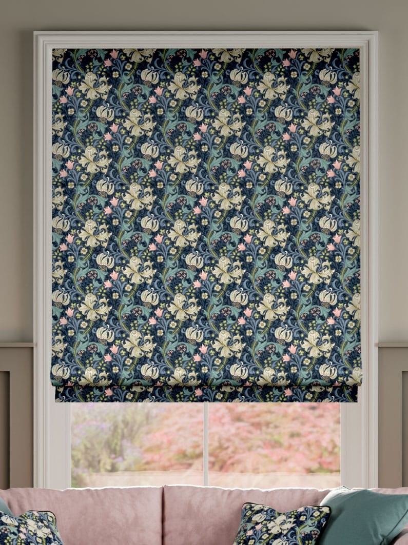 William Morris Golden Lily Twilight Roman Blind thumbnail image