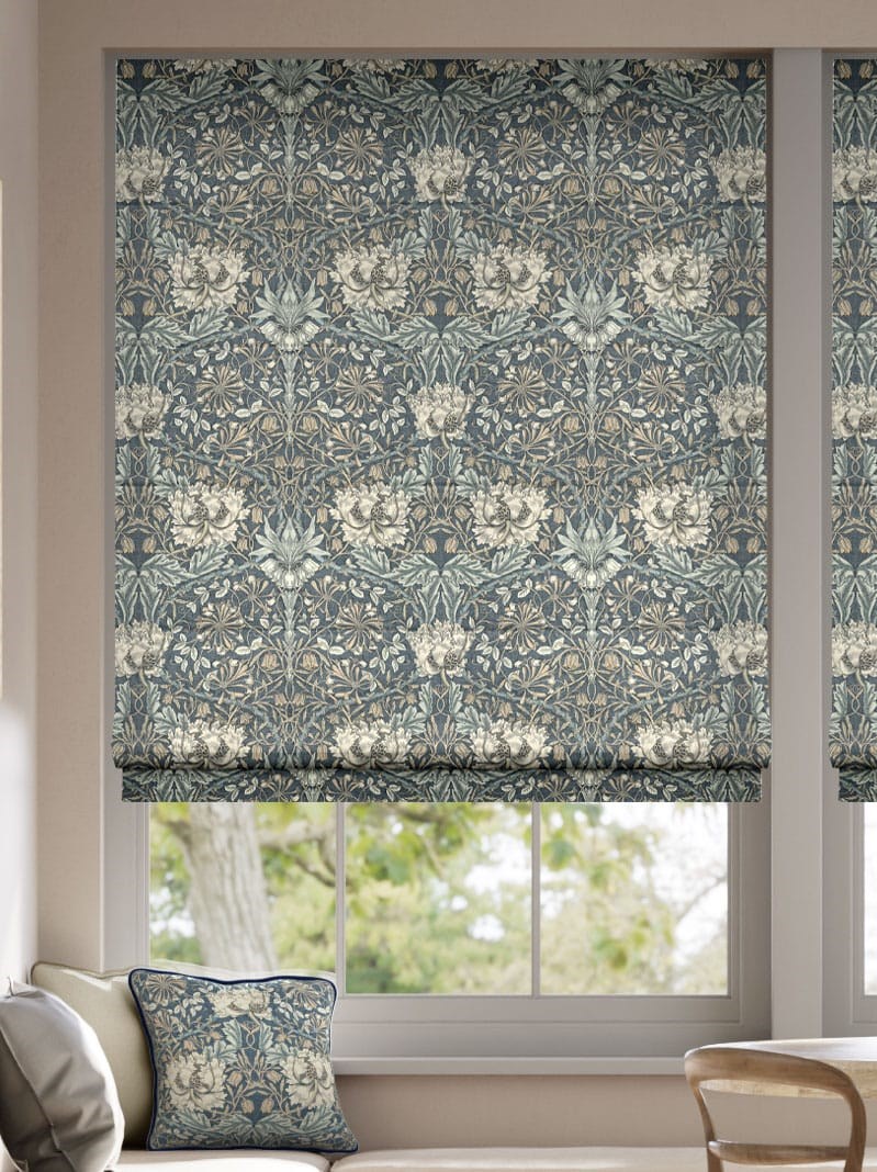 William Morris Honeysuckle and Tulip Slate Roman Blind thumbnail image