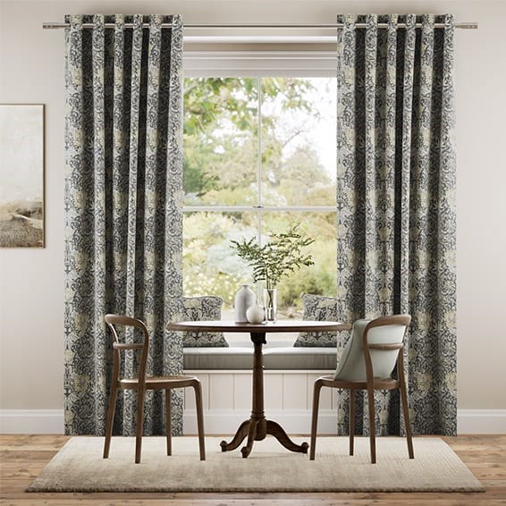 William Morris Honeysuckle and Tulip Velvet Gunmetal Curtains