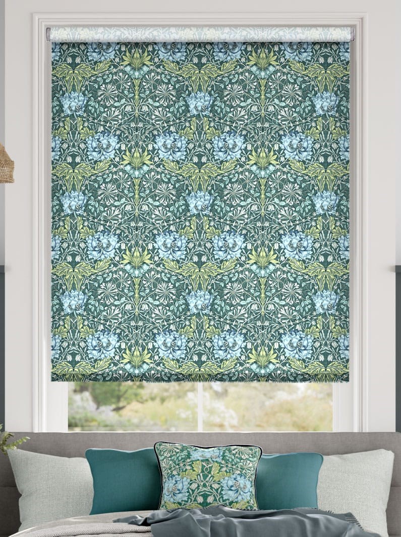 William Morris Honeysuckle and Tulip Velvet Moonstone Roller Blind thumbnail image