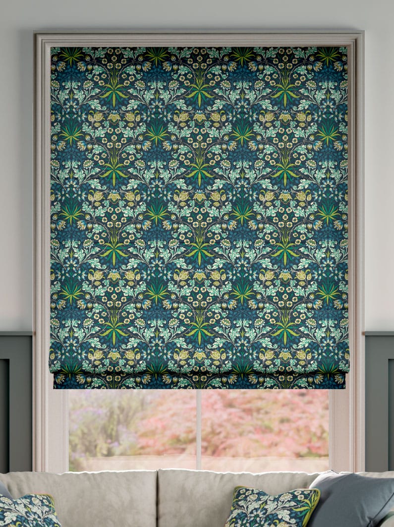 William Morris Hyacinth Emerald Roman Blind thumbnail image