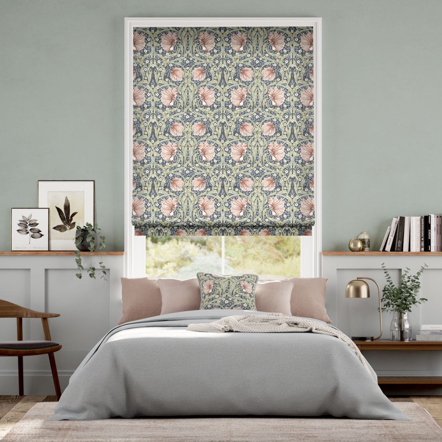 William Morris Pimpernel Blush Roman Blind