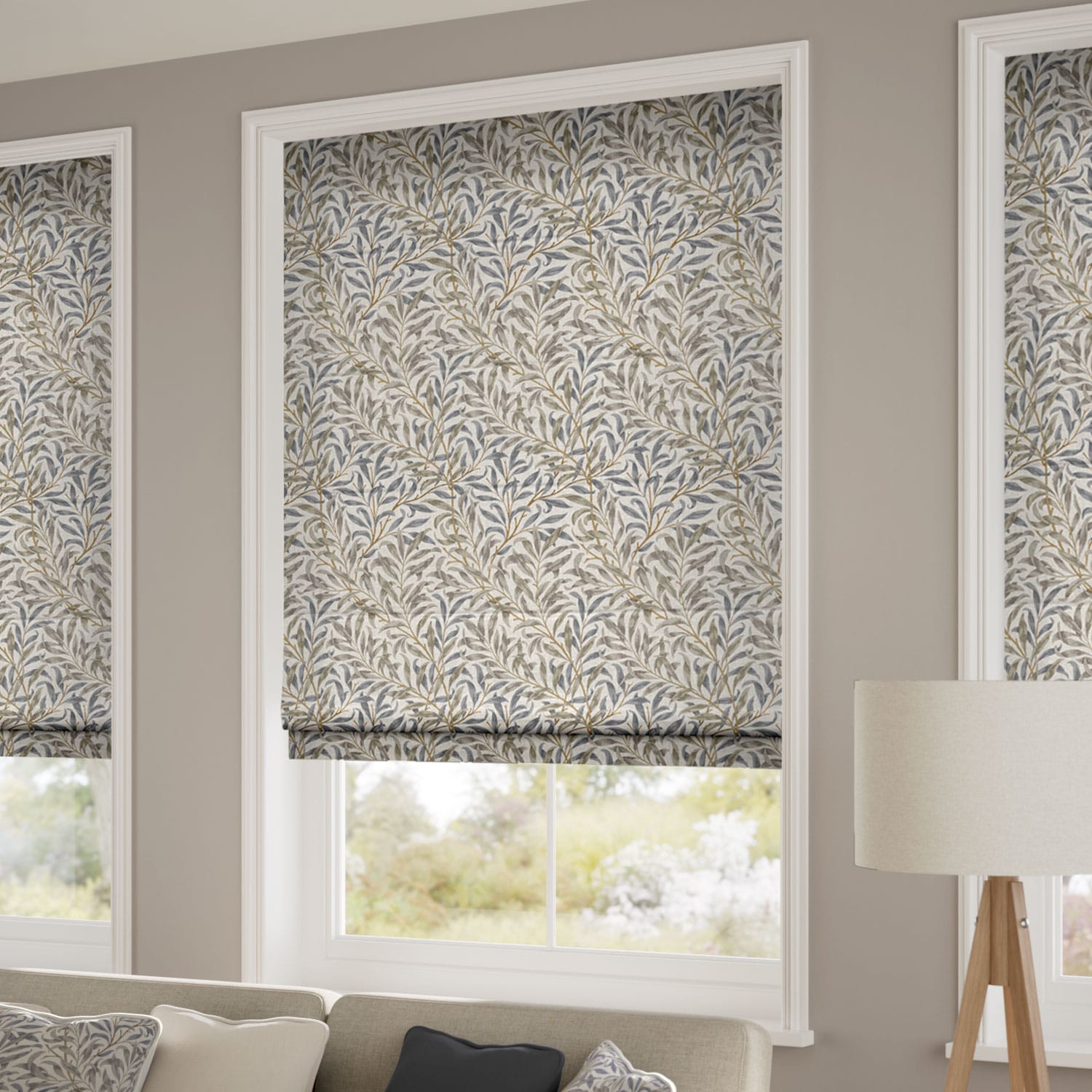 William Morris Willow Bough Mink Roman Blind | Blinds Online™